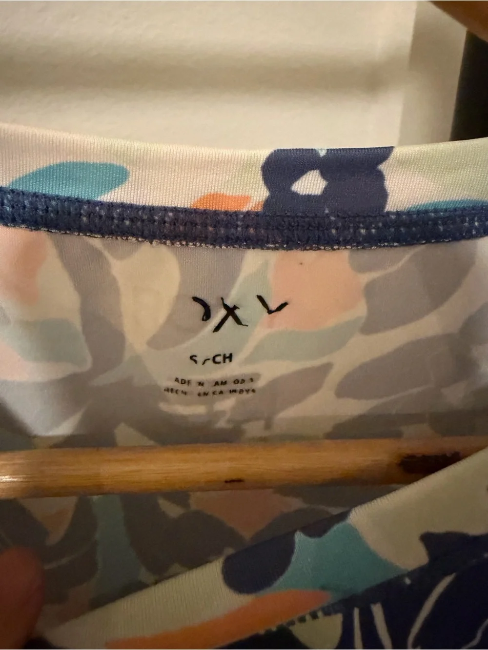 Roxy Navy, Teal & Peach Flowers Print Swim Top